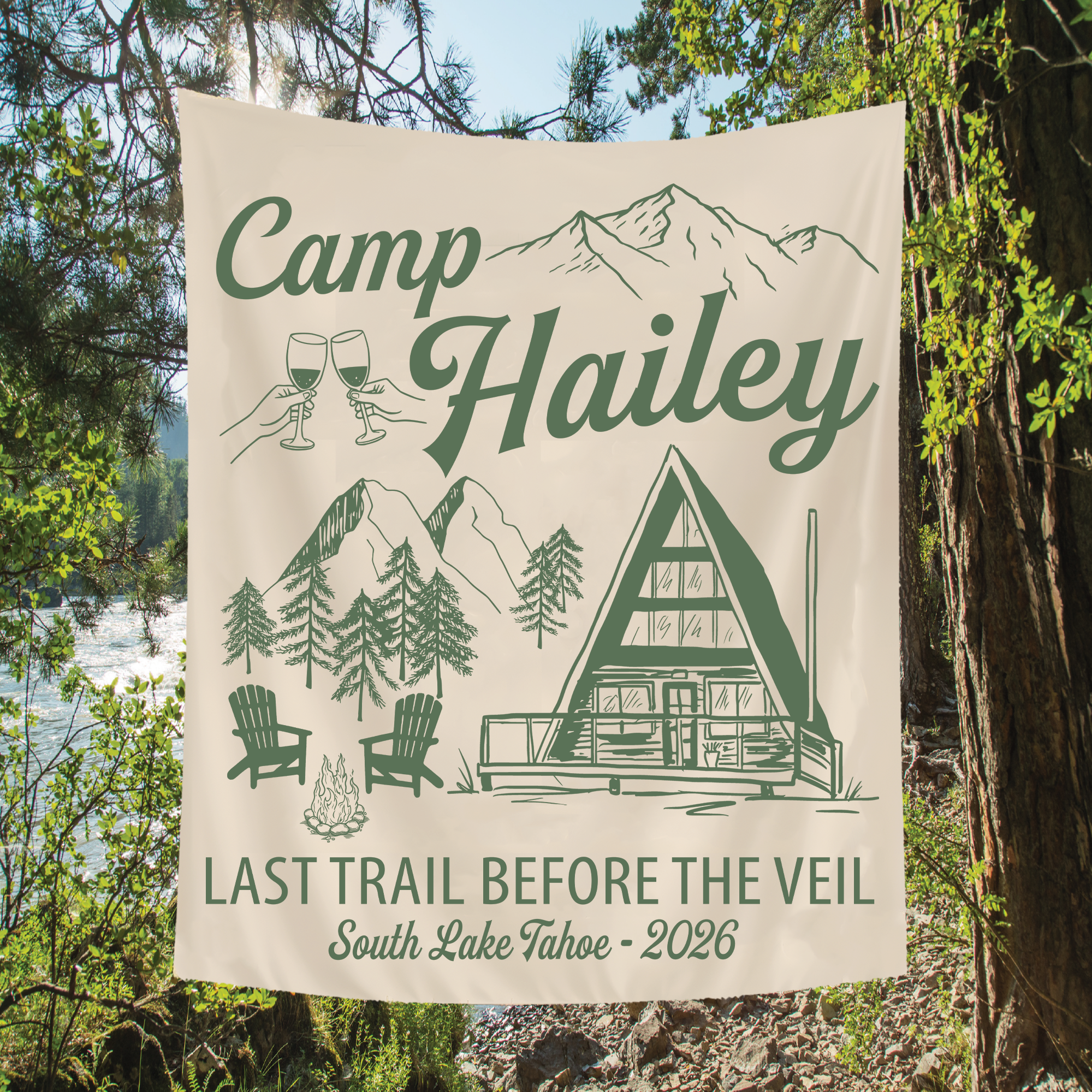 Last Trail Before The Veil Bachelorette Party Tapestry, Custom Cabin Bachelorette Banner Last Trail Before The Veil Bachelorette Party Tapestry, Custom Cabin Bachelorette Banner
