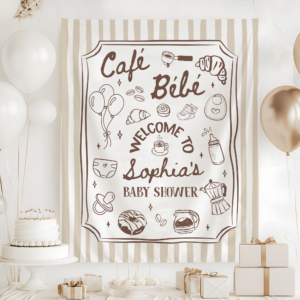 Cafe Bebe Baby Shower Party Tapestry – Paris Cafe Baby Shower Backdrop
