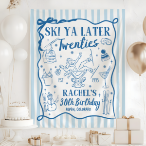 Custom Ski Birthday Tapestry – Apres Ski Party Banner