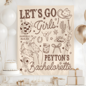 Custom Western Bachelorette Party Tapestry, Let's Go Girls Bachelorette Banner