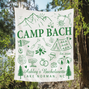 Custom Camp Bachelorette Tapestry, Outdoor Bachelorette Party Banner