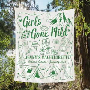 Girls Gone Wild Camp Bachelorette Tapestry – Lake Outdoor Bachelorette Party Banner & Camp Bach Flag