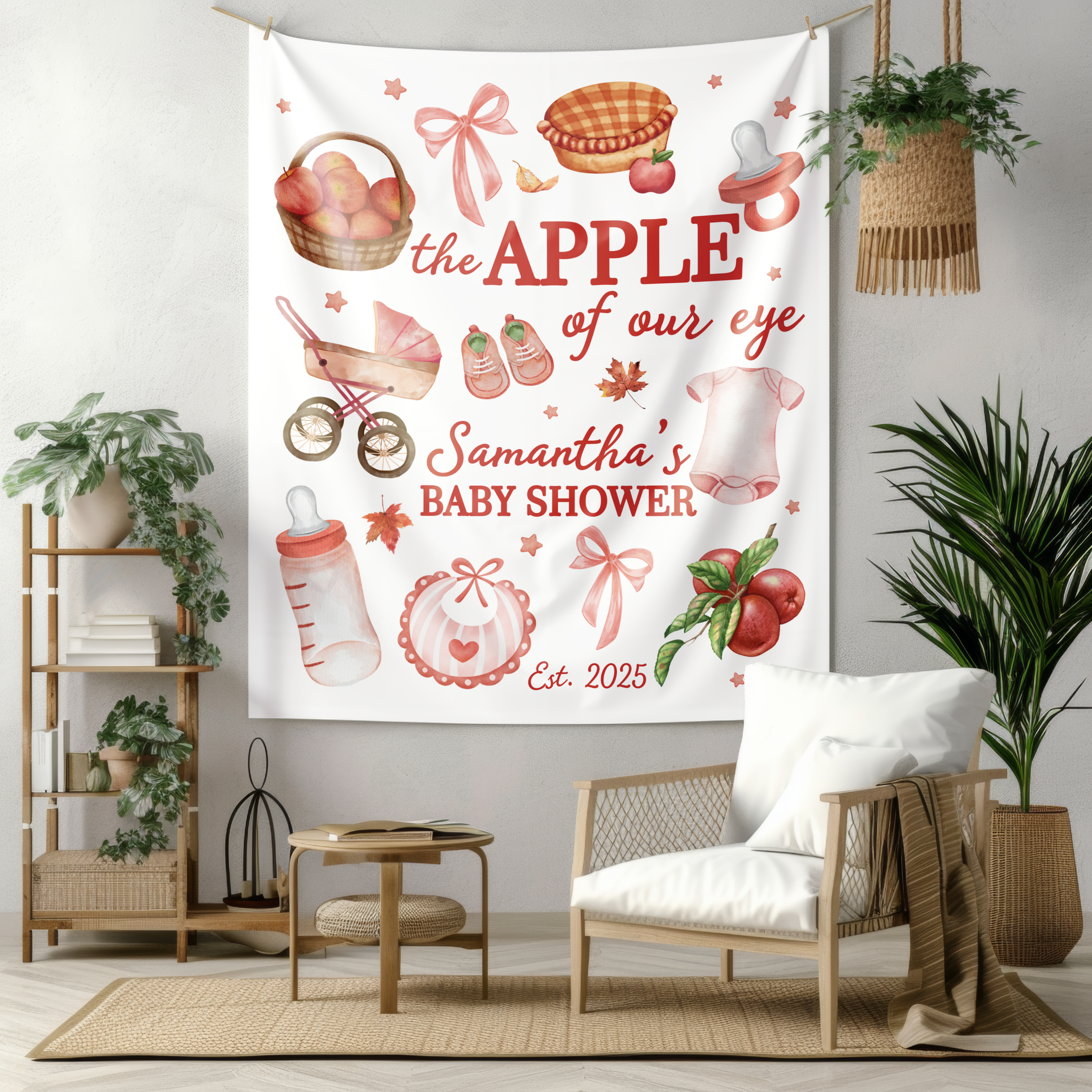 Apple of Our Eye Baby Shower Tapestry Apple of Our Eye Baby Shower Tapestry - Image 4