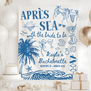 Apres Sea With the Bride To Be Tapestry – Coastal Bachelorette Banner