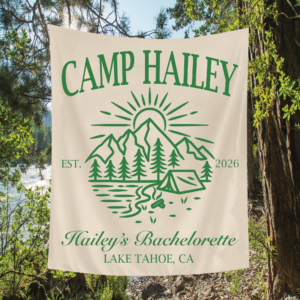 Camping Bachelorette Tapestry, Camp Bach Banner, Outdoor Bachelorette Sign