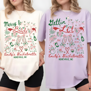 Merry And Bride Christmas Bachelorette Shirt