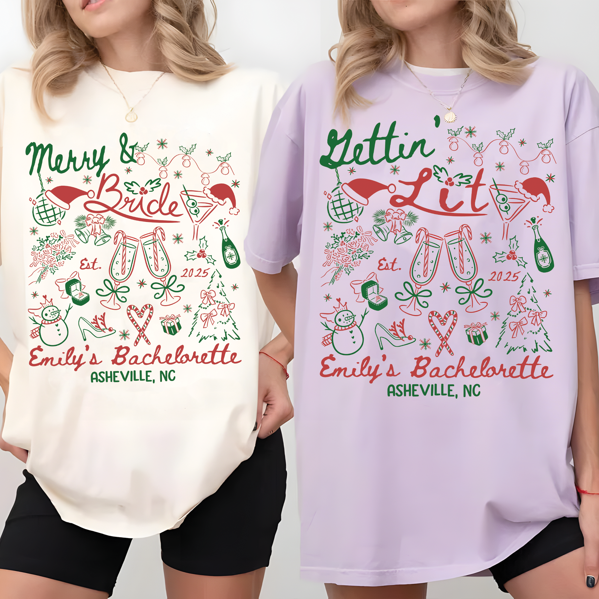 Merry And Bride Christmas Bachelorette Shirt Merry And Bride Christmas Bachelorette Shirt
