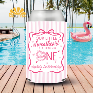 little sweetheart 1st birthday can cooler custom party favor