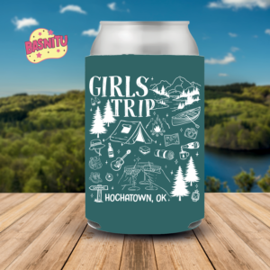 Custom Girls Trip Can Cooler, Besties Vacation Favors, Custom Camping Coozie