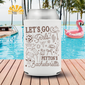 Custom Western Bachelorette Party Can Cooler, Let's Go Girls Bachelorette Coozie, Cowgirl Bridal Shower Decor