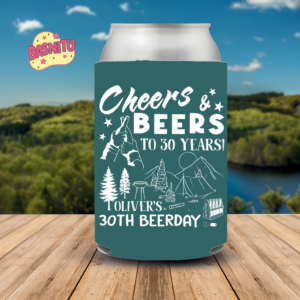 Cheers & Beers To 30 Years Can Cooler, Men's Birthday Party Can Coozie