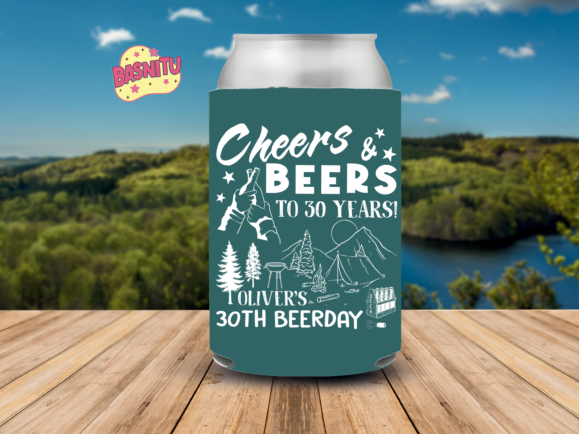 Cheers & Beers To 30 Years Can Cooler, Men's Birthday Party Can Coozie Cheers & Beers To 30 Years Can Cooler, Men's Birthday Party Can Coozie
