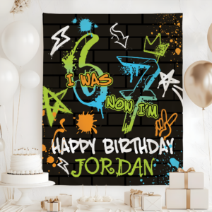 Personalized 6 7 Birthday Party Tapestry, Kid Birthday Backdrop