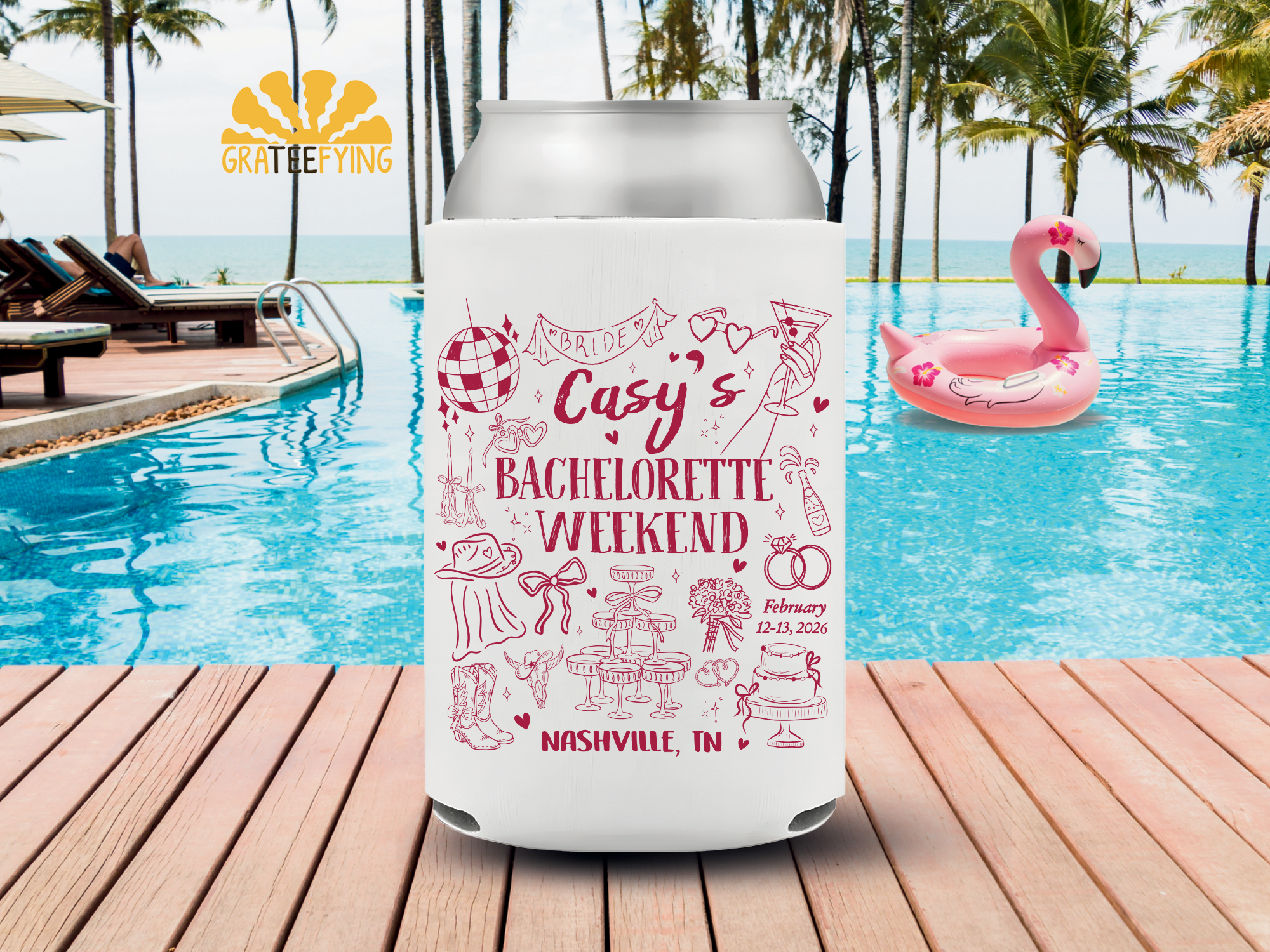 Custom Bachelorette Party Can Cooler - Cowgirl Bach Coozie Custom Bachelorette Party Can Cooler - Cowgirl Bach Coozie