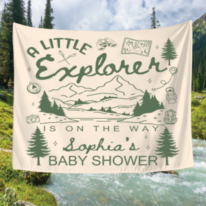 Little Explorer On The Way Tapestry, Camp Baby Shower Banner