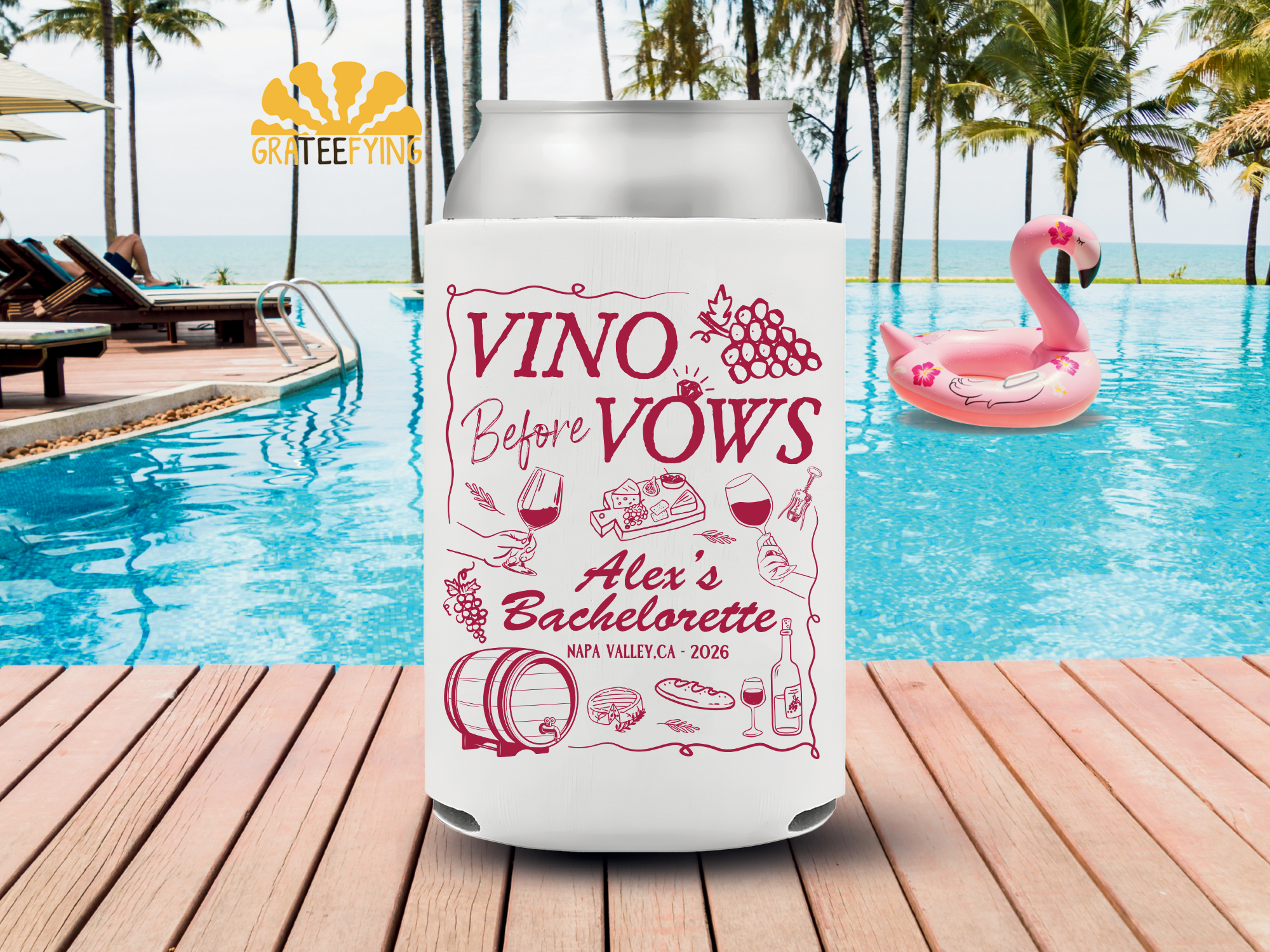 Ultimate Vino Before Vows Bachelorette Can Cooler – Winery Party Vino Before Vows bachelorette can cooler for winery bachelorette Napa party