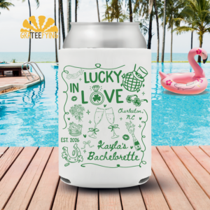 Custom St Patrick Day Bachelorette Can Cooler – Lucky In Love Coozie