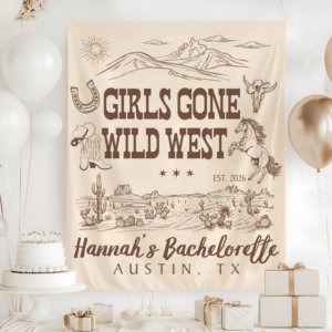 Girls Gone Wild West Bachelorette Tapestry, Cowgirl Bachelorette Party Banner