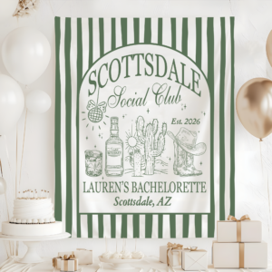 Scottsdale Social Club Bachelorette Tapestry, Scottsdale AZ Bach Banner