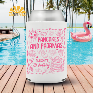 Pancakes and Pajamas Birthday Party Can Cooler, Pancakes Pajamas Sleepover Coozie