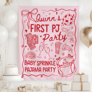 Baby Sprinkle Pajama Party Tapestry, PJS Baby Shower Banner