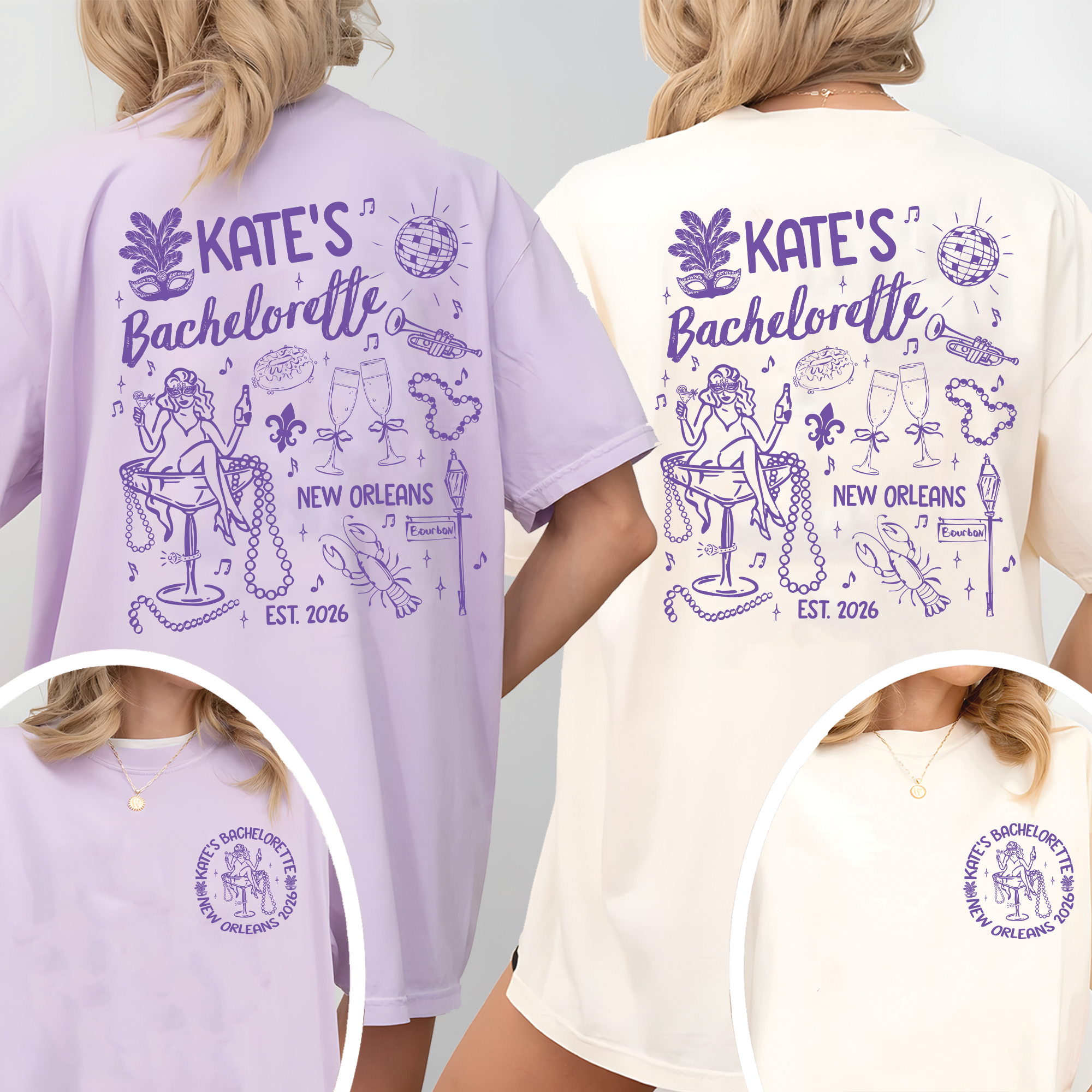 Custom Mardi Gras Bachelorette Shirt, Bach Party Matching Shirt Custom Mardi Gras Bachelorette Shirt, Bach Party Matching Shirt