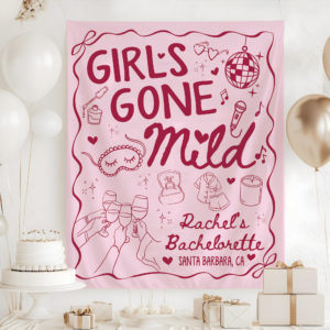 Personalized Girls Gone Mild Bachelorette Tapestry, Sleepover Bach Party Backdrop