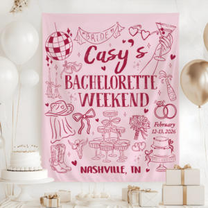 Custom Bachelorette Party Tapestry – Cowgirl Western Bach Backdrop