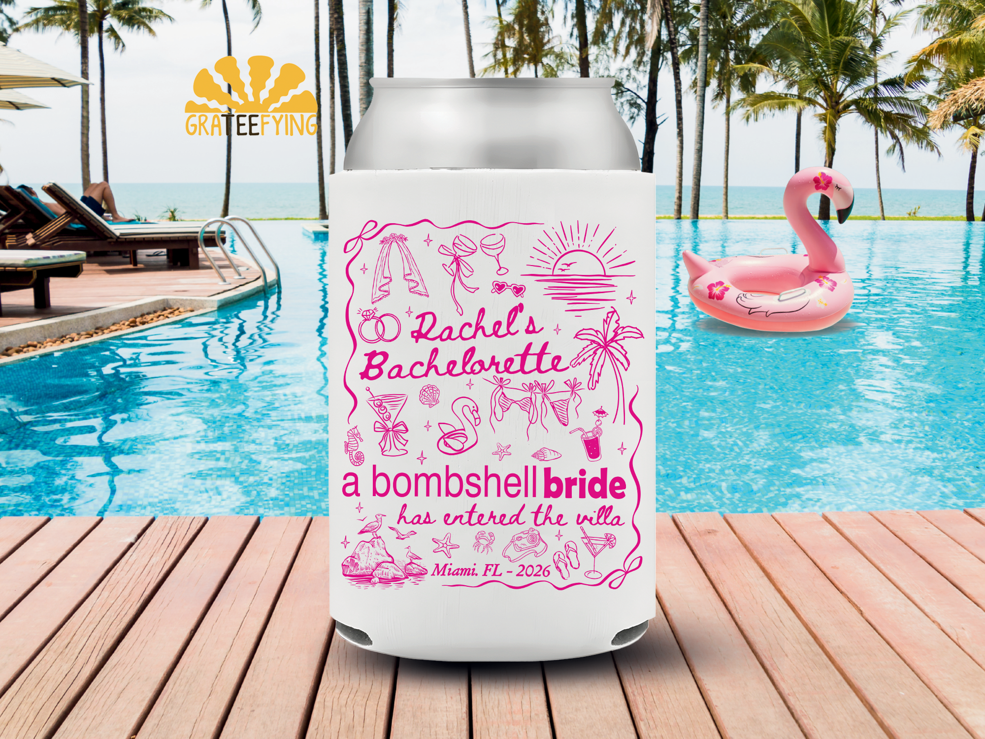 A Bombshell Bride Has Entered The Villa Can Cooler, Bach Island Bachelorette Can Coozie A Bombshell Bride Has Entered The Villa Can Cooler, Bach Island Bachelorette Can Coozie