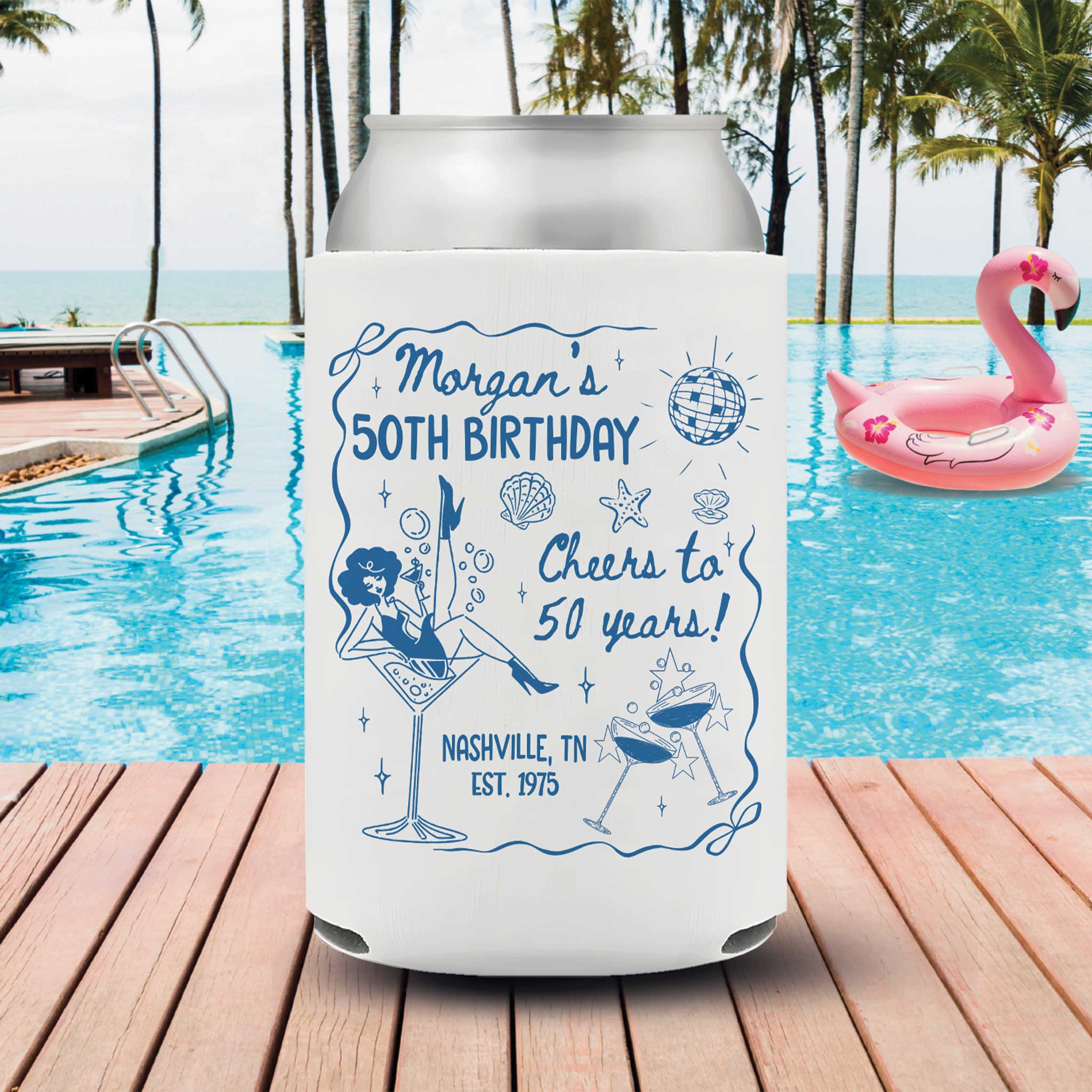Custom Fifty Birthday Can Coolers Custom Fifty Birthday Can Coolers