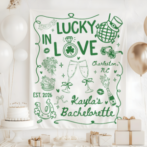 Custom St Patrick Day Bachelorette Tapestry – Lucky in Love Banner