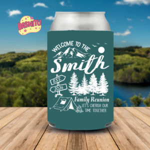 Custom Camping Family Reunion Can Cooler, Family Camping Can Coozie