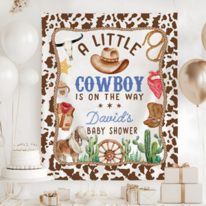 A Little Cowboy Is On The Way Baby Shower Tapestry