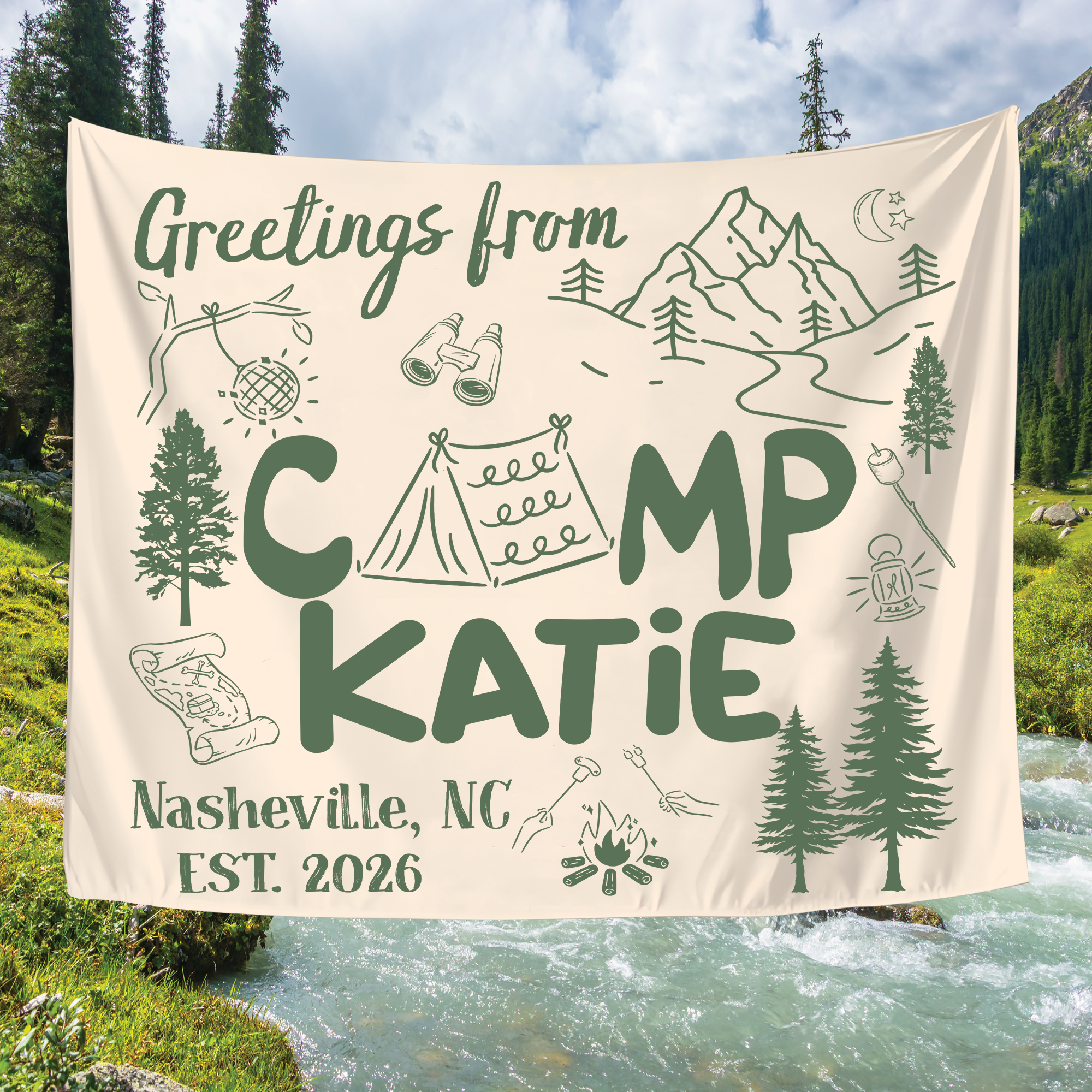 Camp Bach Tapestry, Camp Bachelorette Banner, Glamping Bachelorette Banner Camp Bach Tapestry, Camp Bachelorette Banner, Glamping Bachelorette Banner