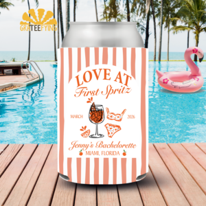 Love At First Spritz Bachelorette Can Cooler, Aperol Spritz Bachelorette Coozie, Aperol Bridal Shower Decorations