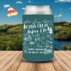 Custom Camp Bachelorette Party Can Cooler, Cabin Crew Before I Do Party Can Coozie