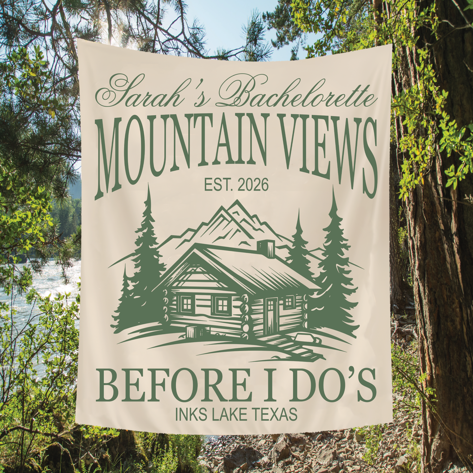 Mountain Views Before I Do Tapestry, Camping Bachelorette Banner Mountain Views Before I Do Tapestry, Camping Bachelorette Banner