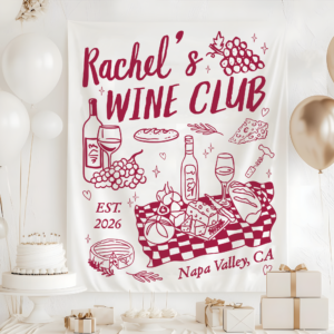 Wine Club Bachelorette Party Tapestry, Wine Girls Weekend Banner