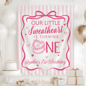 Our Little Sweetheart Is Turning One Tapestry, Valentine's 1st Birthday Banner
