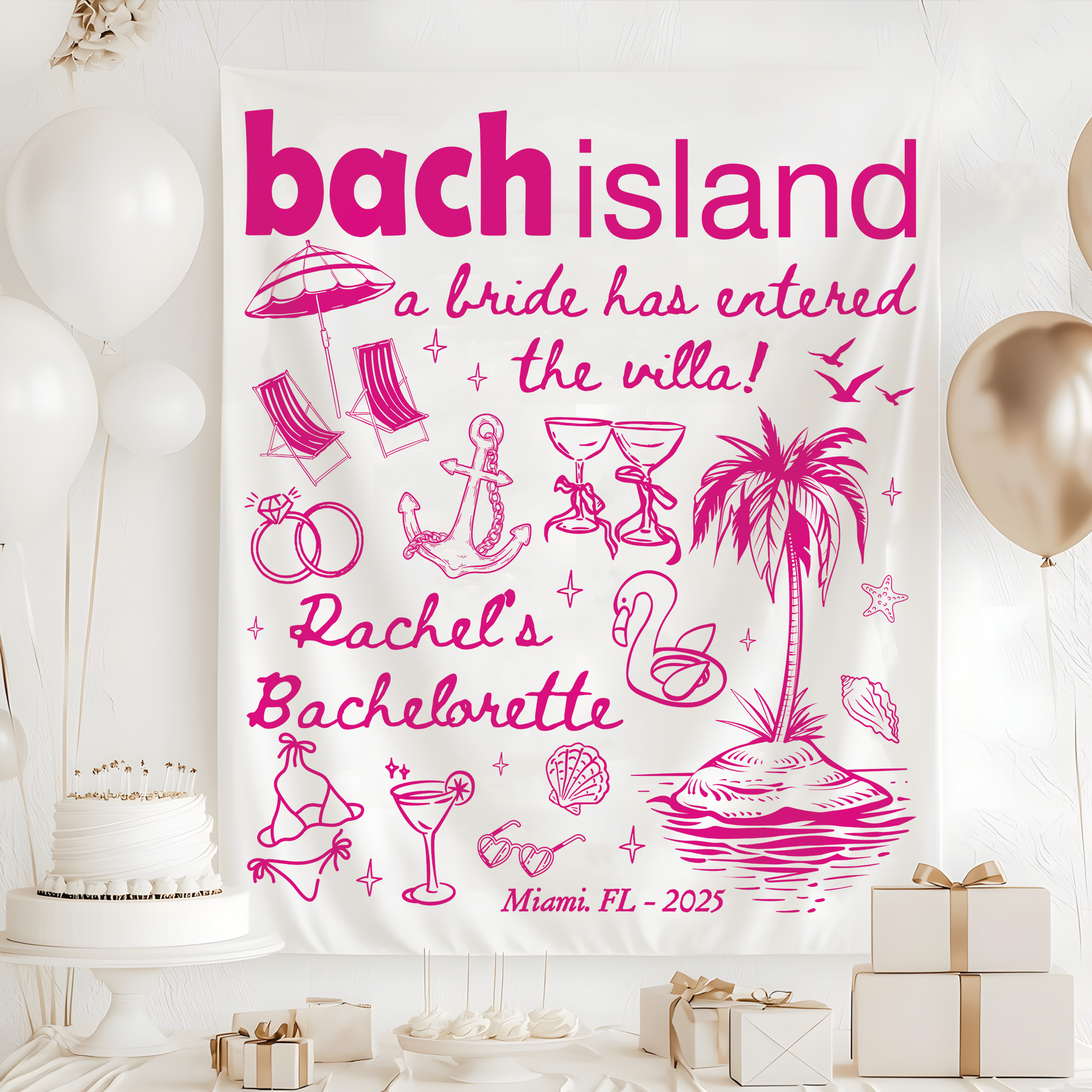 A Bride Has Entered the Villa Tapestry, Bach Island Bachelorette Banner A Bride Has Entered the Villa Tapestry, Bach Island Bachelorette Banner