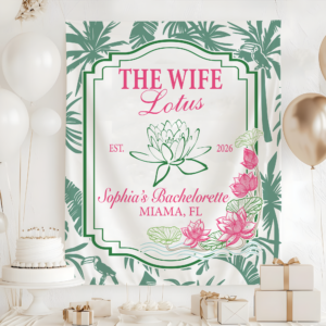 The Wife Lotus Bachelorette Tapestry, White Lotus Inspired Bach Party Banner