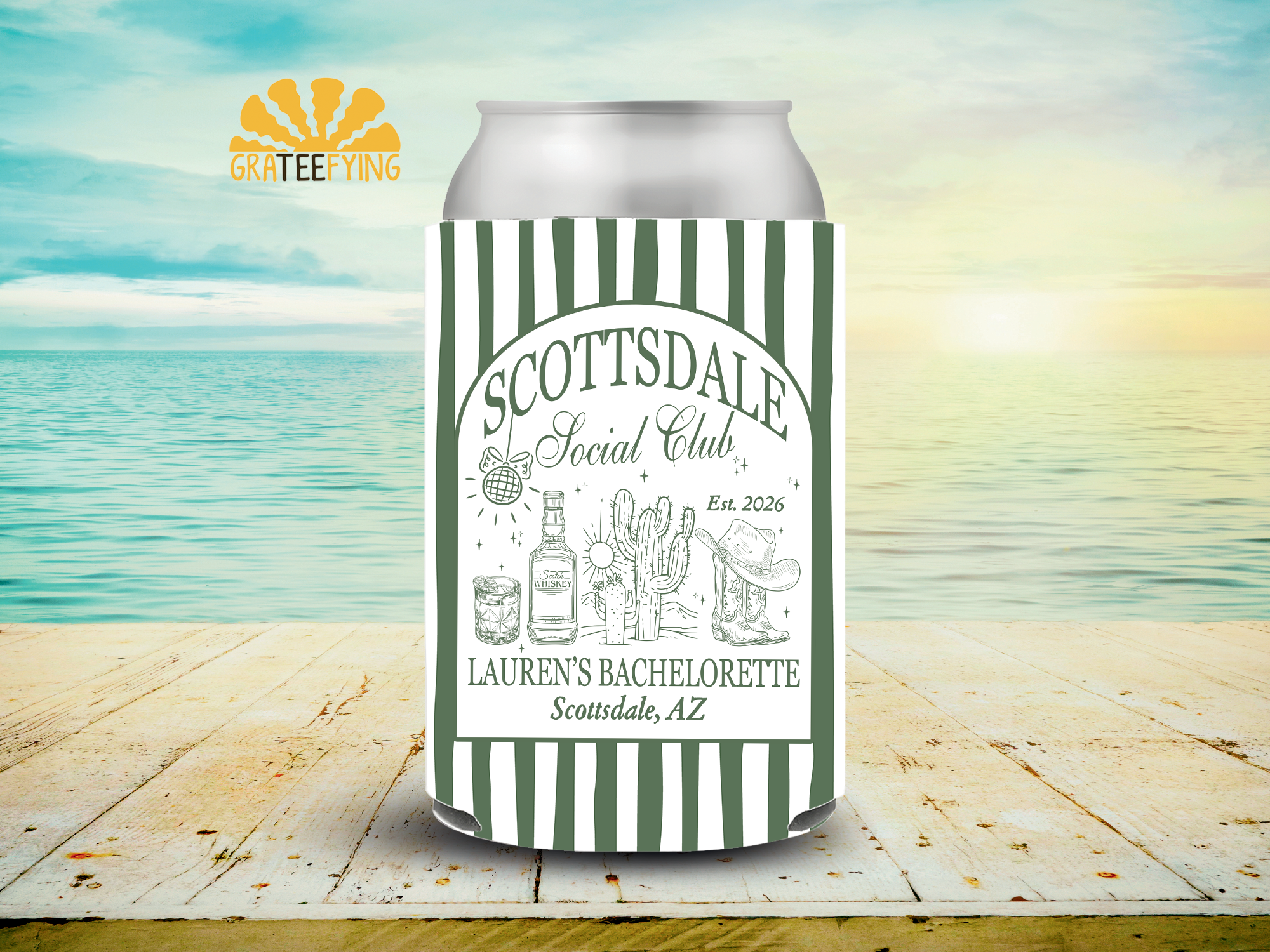 Scottsdale Social Club Bachelorette Can Cooler, Scottsdale AZ Bach Can Coozie Scottsdale Social Club Bachelorette Can Cooler, Scottsdale AZ Bach Can Coozie - Image 2