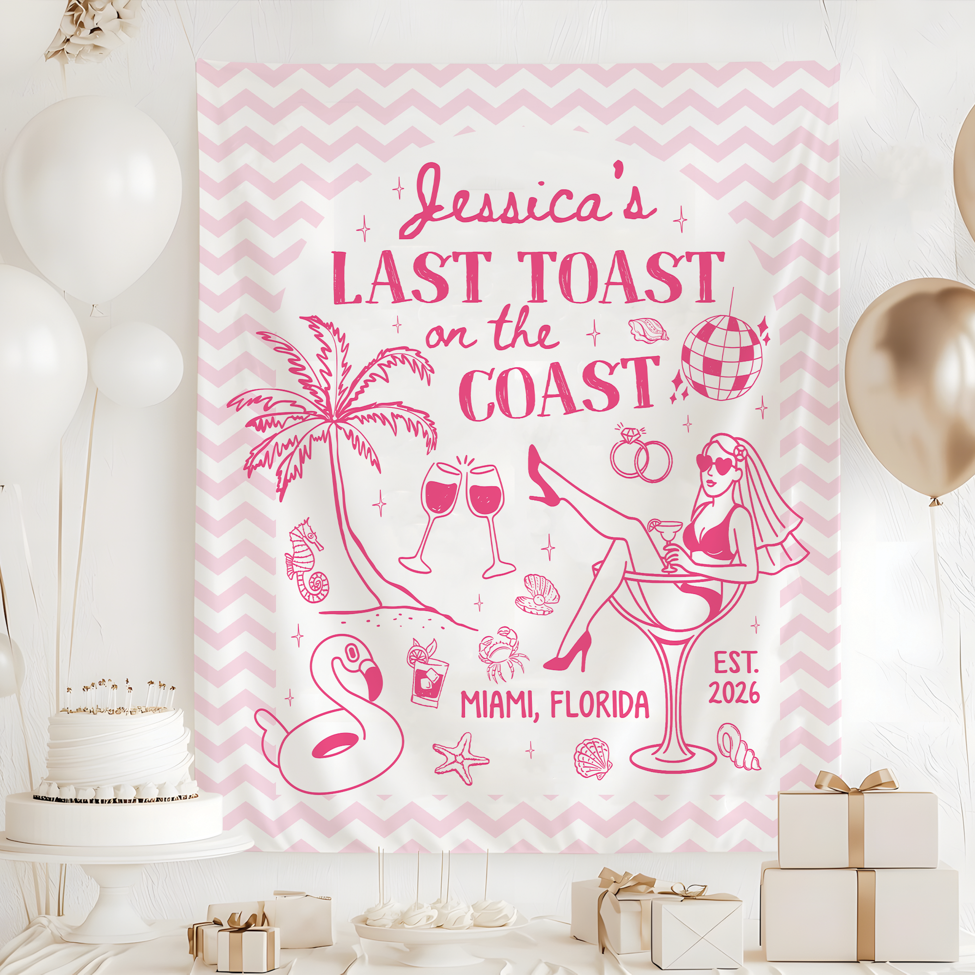 Custom Tapestry for Beach Bachelorette Party – Perfect Party Decor Custom Tapestry for Beach Bachelorette Party – Perfect Party Decor - Image 2