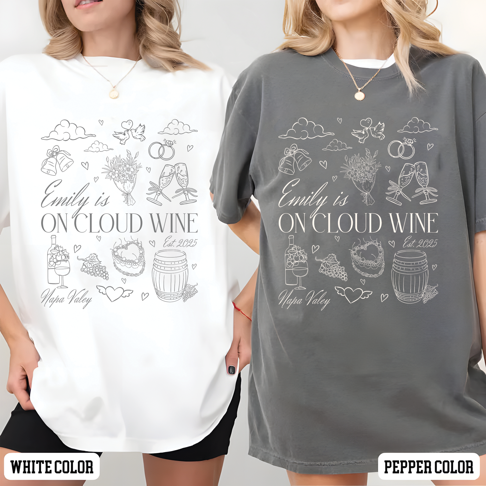 Custom Bride on Cloud Wine Bachelorette Party Shirt Custom Bride on Cloud Wine Bachelorette Party Shirt - Image 2