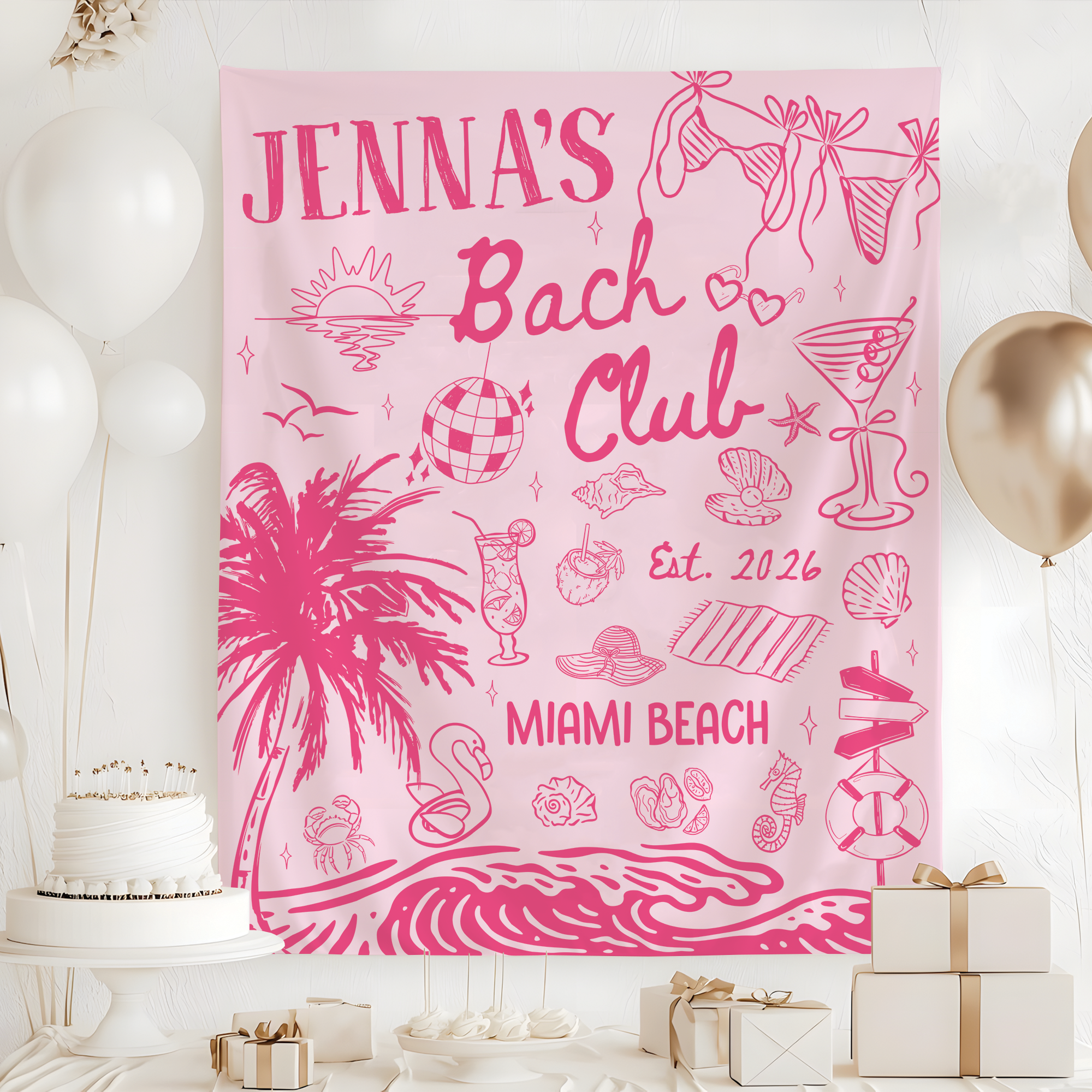 Custom Beach Bachelorette Tapestry – Bach Club Party Banner Custom Beach Bachelorette Tapestry – Bach Club Party Banner - Image 2