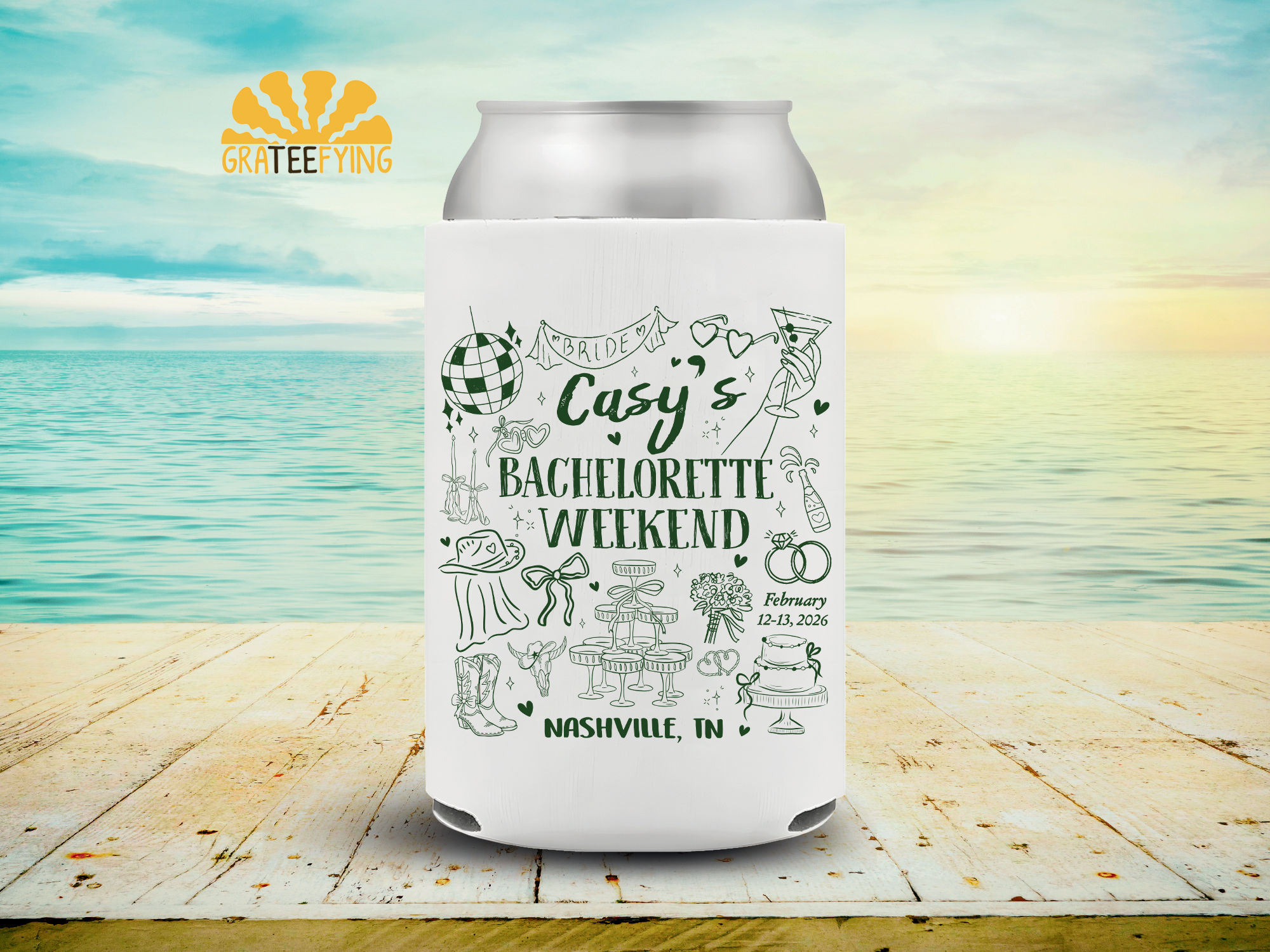 Custom Bachelorette Party Can Cooler - Cowgirl Bach Coozie Custom Bachelorette Party Can Cooler - Cowgirl Bach Coozie - Image 2