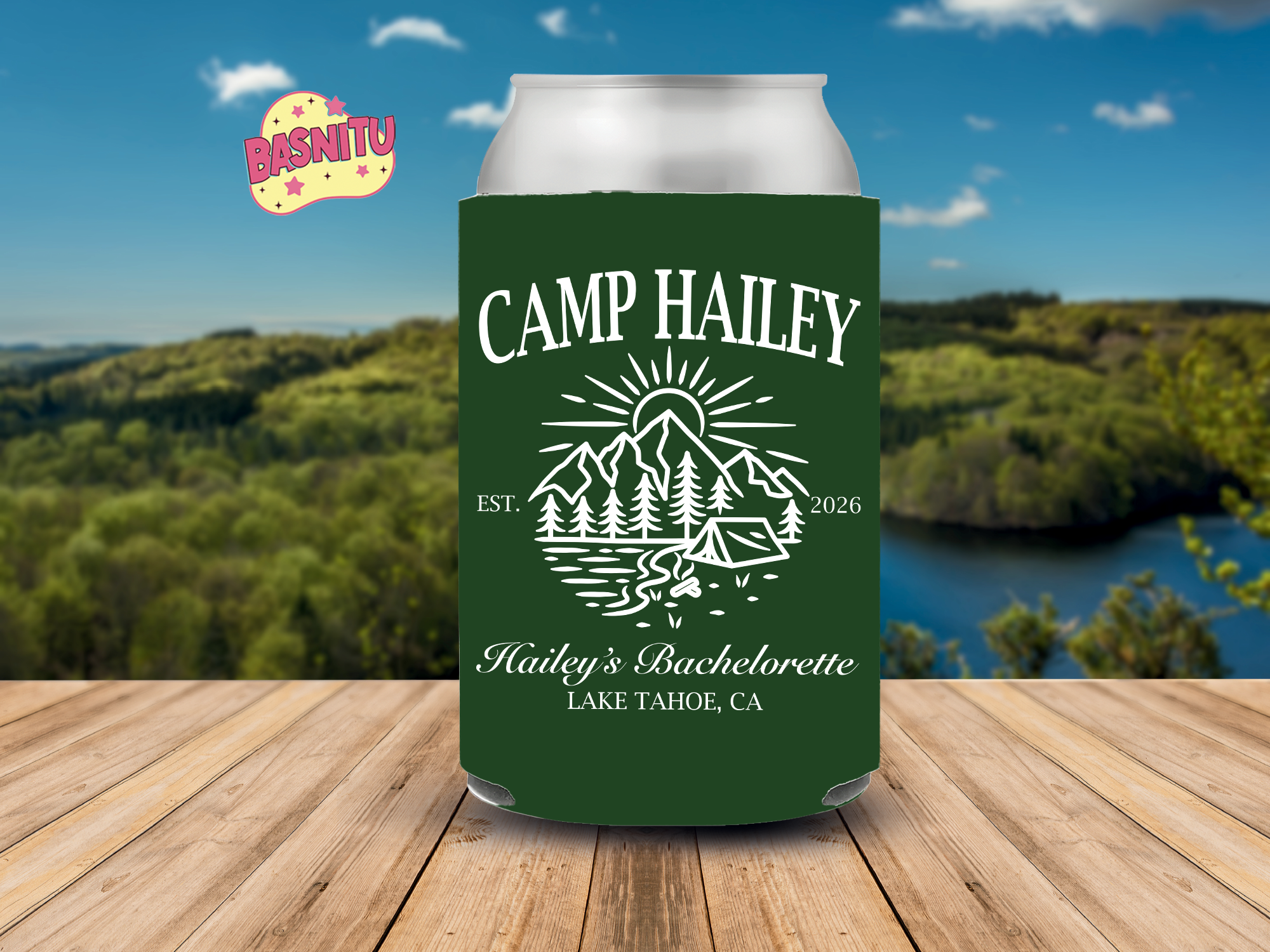 Camping Bachelorette Can Cooler, Camp Bach Can Sleeve, Outdoor Bachelorette Party Coozie Camping Bachelorette Can Cooler, Camp Bach Can Sleeve, Outdoor Bachelorette Party Coozie - Image 2