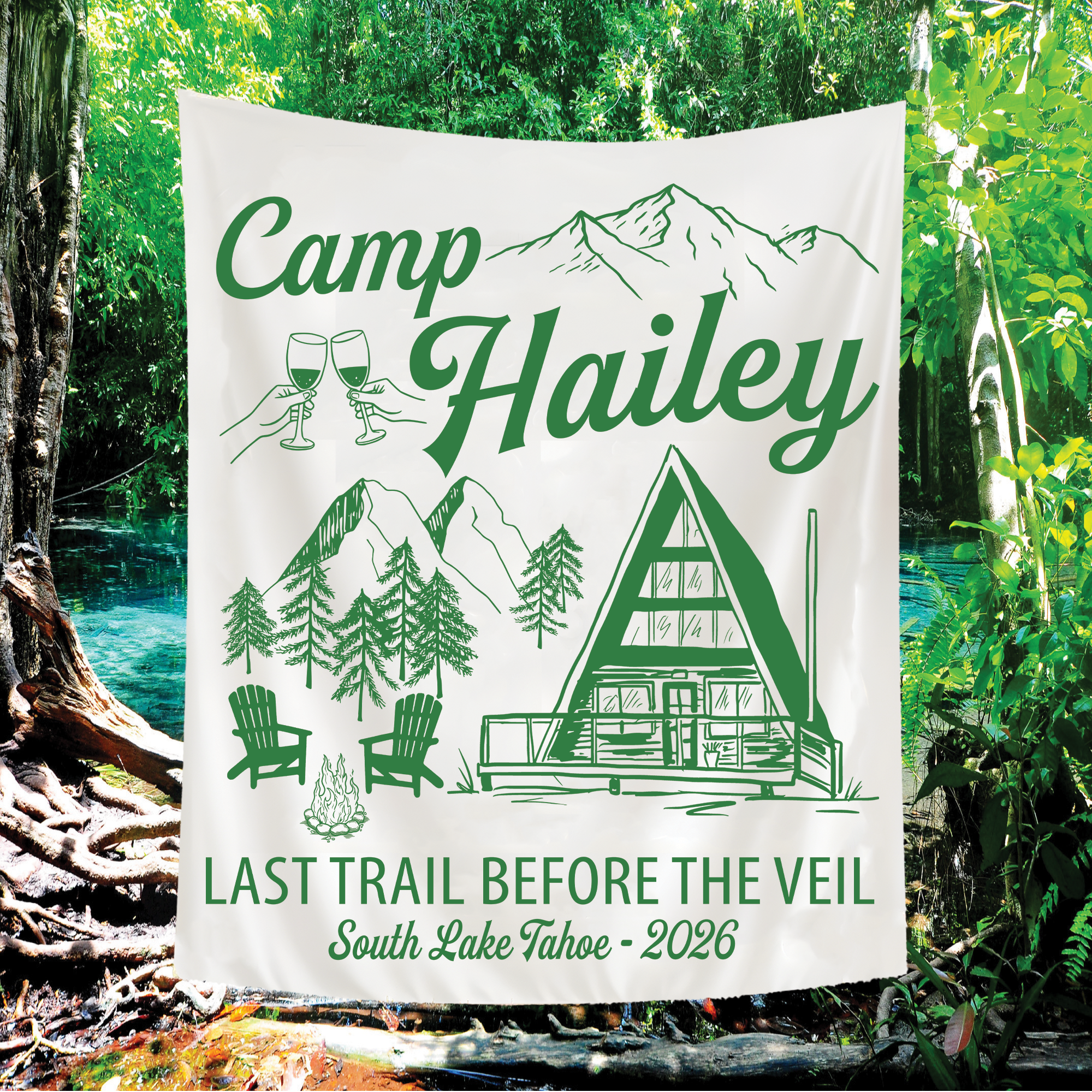 Last Trail Before The Veil Bachelorette Party Tapestry, Custom Cabin Bachelorette Banner Last Trail Before The Veil Bachelorette Party Tapestry, Custom Cabin Bachelorette Banner - Image 2