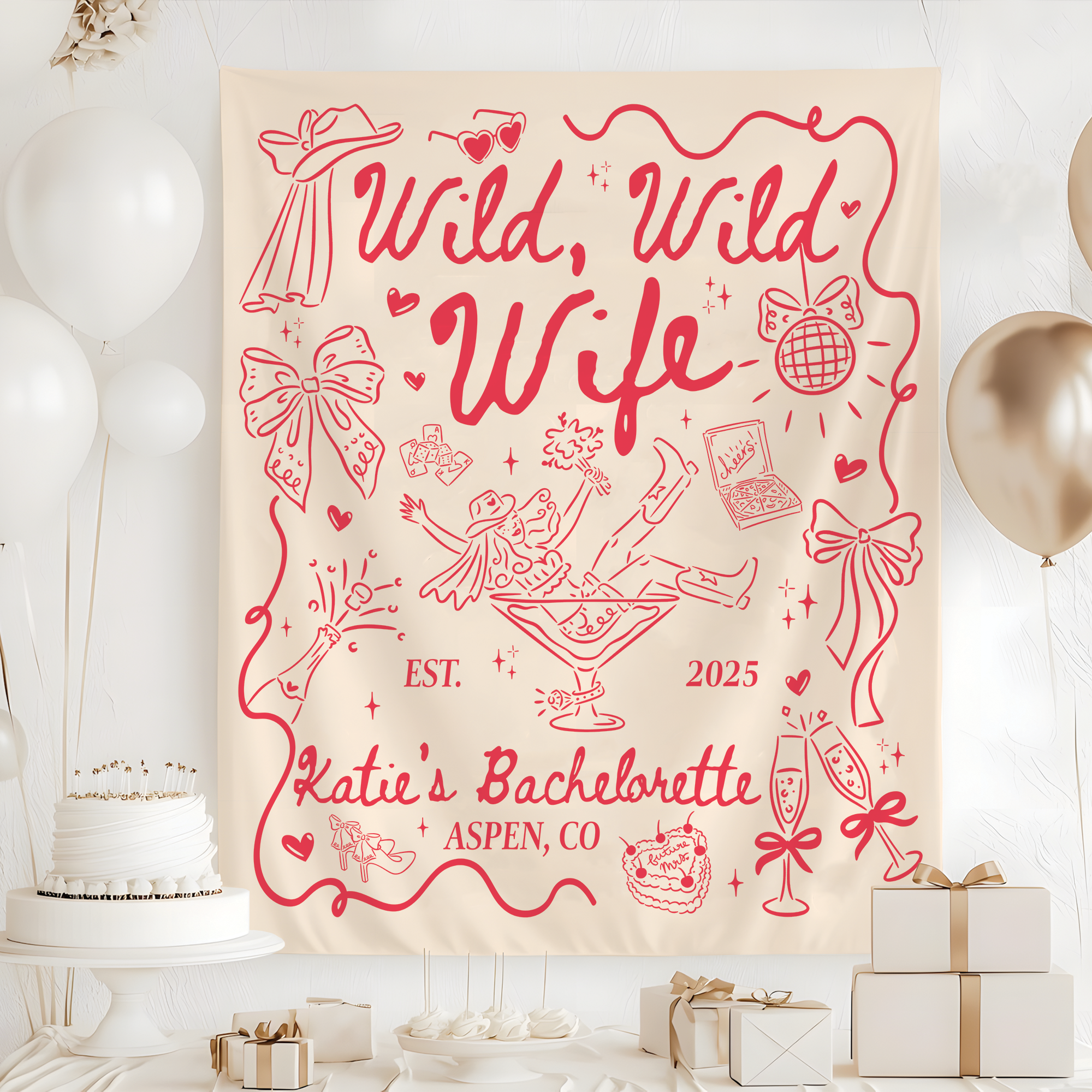 Wild Wild Wife Bachelorette Tapestry, Country Western Bachelorette Banner Wild Wild Wife Bachelorette Tapestry, Country Western Bachelorette Banner - Image 2