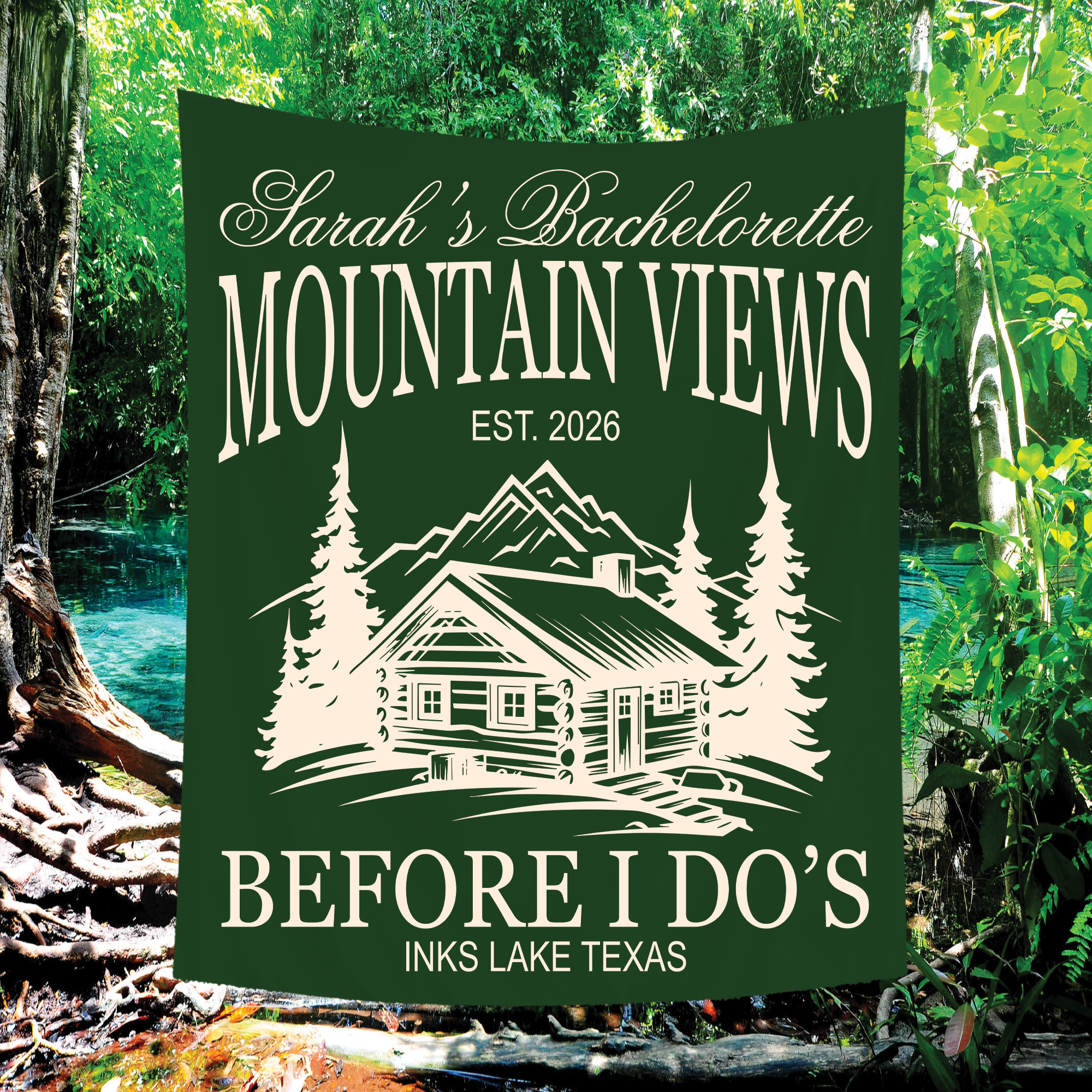 Mountain Views Before I Do Tapestry, Camping Bachelorette Banner Mountain Views Before I Do Tapestry, Camping Bachelorette Banner - Image 2